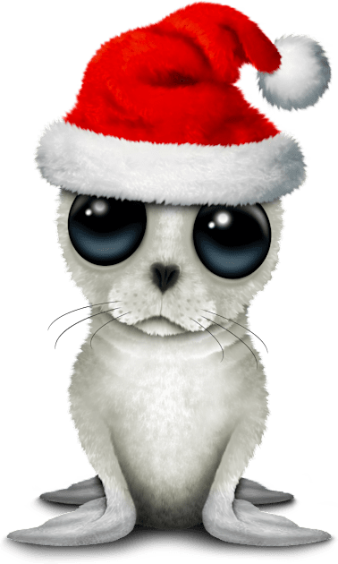 Baby Arctic Seal Wearing a Santa Hat Kids T-Shirt by jeffbartels