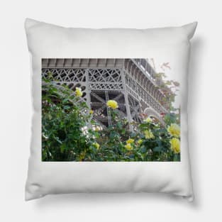 Paris Eiffel Tower Flowers Pillow