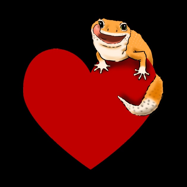 Leopard Gecko Lover, Smiling Gecko on Heart, Gecko Mom, Gecko Dad, Gecko Kids by sockdogs