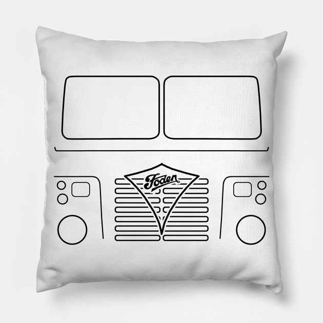 Foden S80 classic 1970s lorry black outline graphic Pillow by soitwouldseem