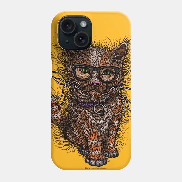 Pusstache Cute Hipster Kitty Cat Mustache & Glasses Phone Case by House_Of_HaHa