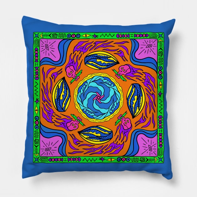 psychedelic colors trippy Pillow by indi art