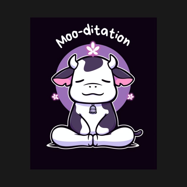 Kawaii Cute Yoga Meditating Cow by AdaMazingDesign