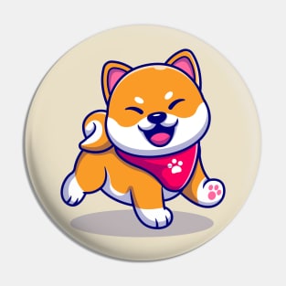 Happy Shiba Inu Dog Cartoon Pin