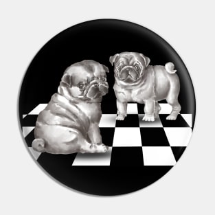 Two Cute Pugs Pin