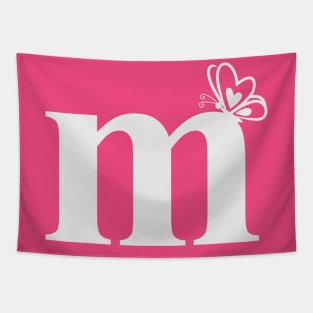 Letter M Lower Case m Alphabet with butterfly Tapestry