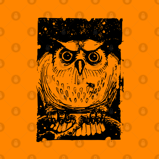 Spooky Orange Halloween Owl by katmargoli