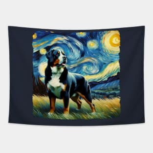 Starry Greater Swiss Mountain Dog Portrait - Pet Portrait Tapestry