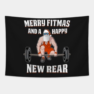 Merry Fitmas And A Happy New Rear Funny Holiday Workout tee Tapestry