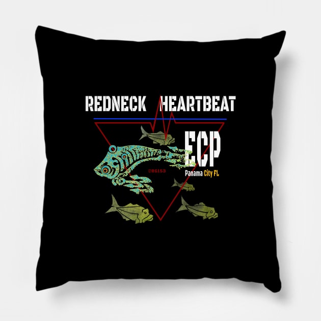 Redneck Heartbeat Emerald Coast Panama Florida Pillow by The Witness