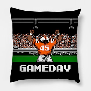 Orange and Black Football Gameday Retro 8 Bit Linebacker Pillow