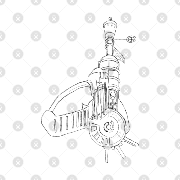 Zombie Ray Gun Blueprint White by LANStudios