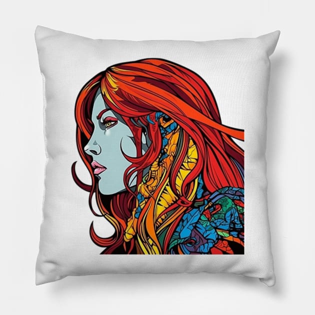 Red Sonja Profile Graffiti Streetwear Pillow by ForbiddenGeek