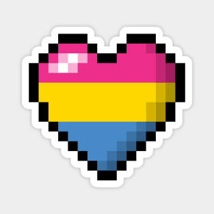 Large Pixel Heart Design in Pansexual Pride Flag Colors Magnet