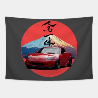 Red NB Mazda Miata/MX-5 - Mount Fuji Jinba Ittai Roadster Life Tapestry