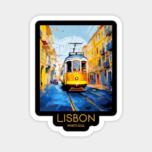 A Pop Art Travel Print of Lisbon - Portugal Magnet