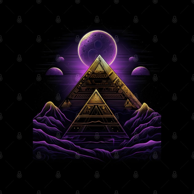 Golden Pyramids Under Purple Moons by TooplesArt