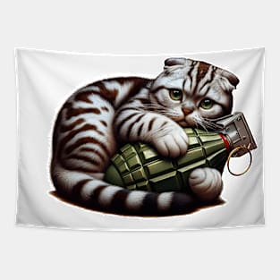 Cat and Grenade Tapestry