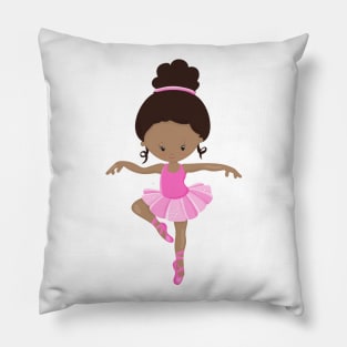 African American Ballerina, Ballet Girl, Pink Tutu Pillow