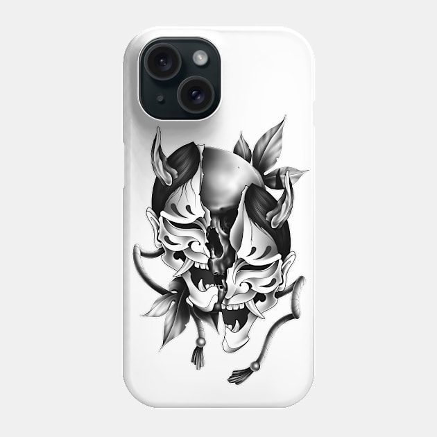 Hannya mask with skull Phone Case by Smurnov