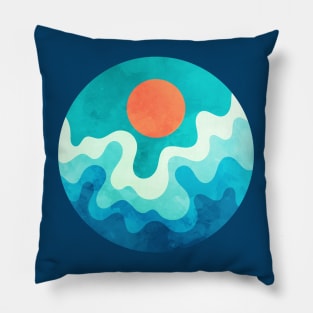 Tropical Day and Ocean Waves Art Pillow