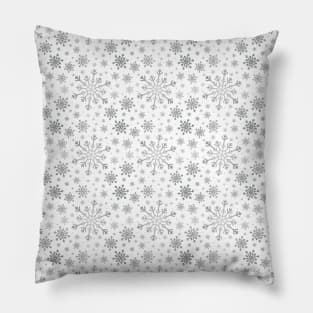 Pretty White & Silver Gray Winter Snowflake Pattern Pillow