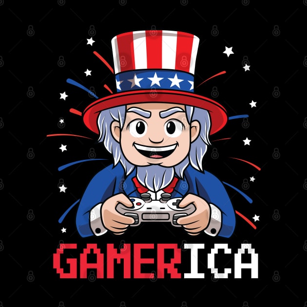 4th of July Uncle Sam Video Gamer by HCMGift