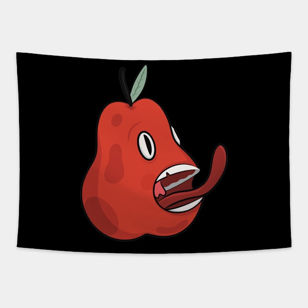 Vibrant Red Pear Tapestry by The Noian