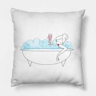 Bath Time and a Glass of Wine Pillow