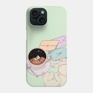 Sleeping cat on coffee table Phone Case