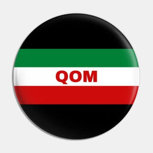 Qom City in Iranian Flag Colors Pin