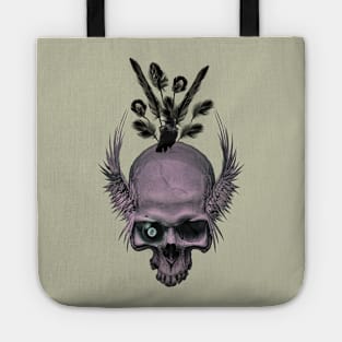 Awesome skull with wings and crow Tote