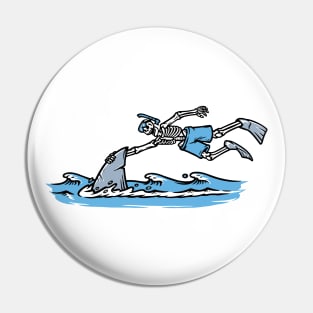 skull swimming with sharks in the sea Pin