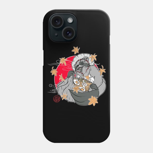 Tanuki and Japanese ramen Phone Case by Ukiyograph