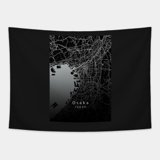 Osaka Japan City Map dark Tapestry