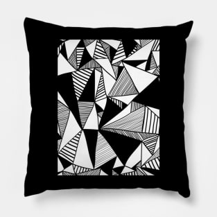 White Over Black Abstract Line Art Pillow