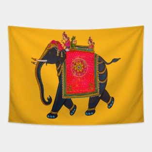Elephant with Mahout and passengers Tapestry