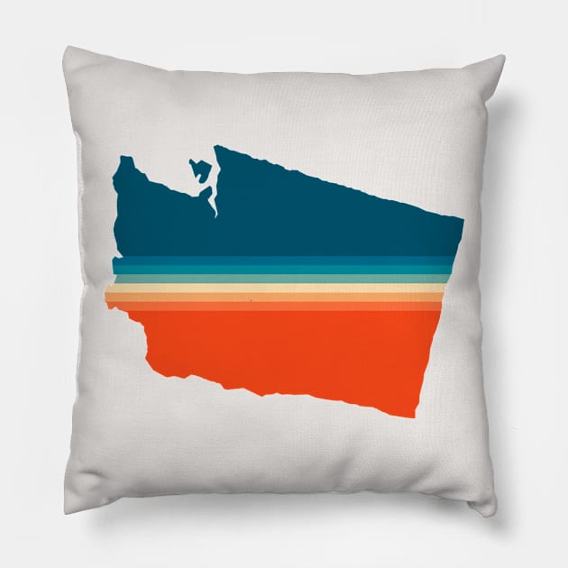 Washington State Retro Map Pillow by n23tees