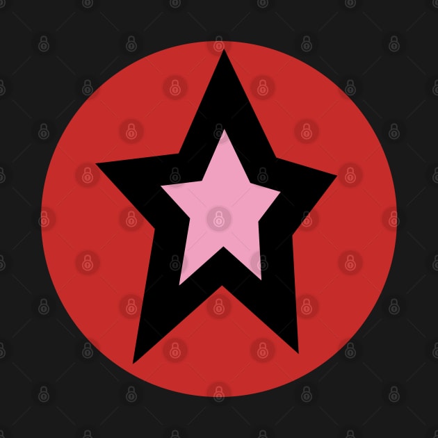 Pink Star Red Circle Graphic by ellenhenryart