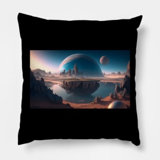 Beautiful scenery on another planet Pillow