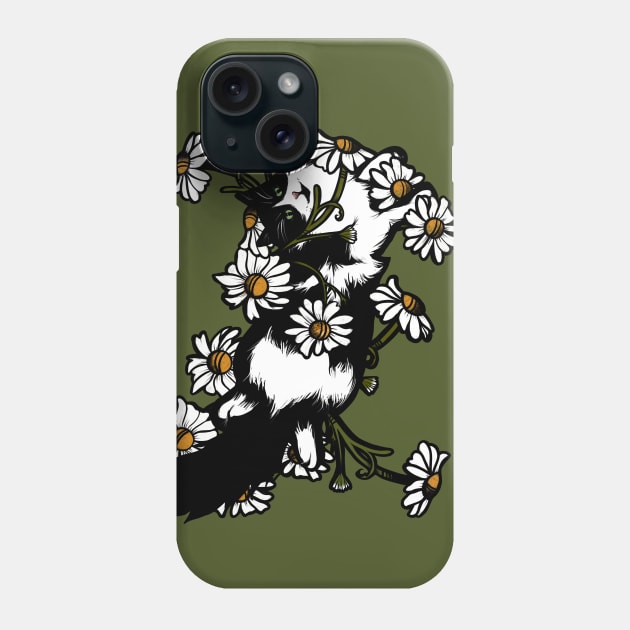 Daisy Tuxedo Cat Phone Case by bubbsnugg