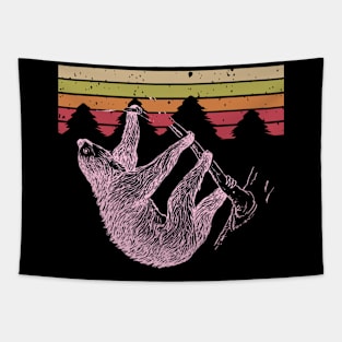 Vintage Retro Sloth Pine Trees T-Shirt Tapestry