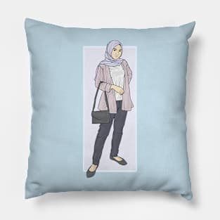 Girl In Lavender Outfit Pillow