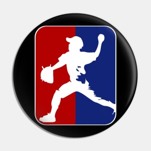 Blue red baseball silhouette Pin