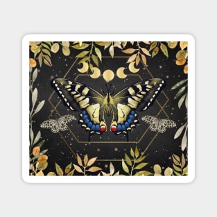 Mystic Botanical Butterfly Scene 2 Magnet