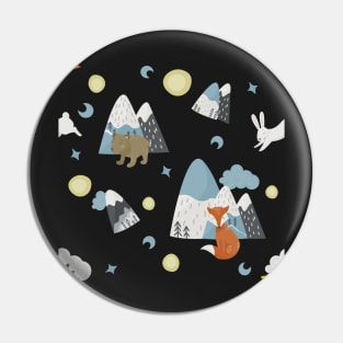 Simple Scandinavia style wild animals mountain pattern Pin