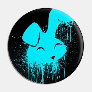 Hot Cyan Neon Spray Paint Cute Bunny Pin