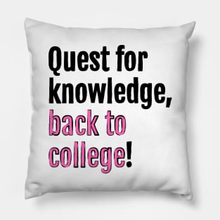 Quest for knowledge, back to college! Pillow