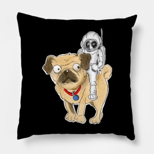 Astronaut riding a pug dog Pillow