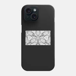 squiggle bones repeating gray and black pattern Phone Case